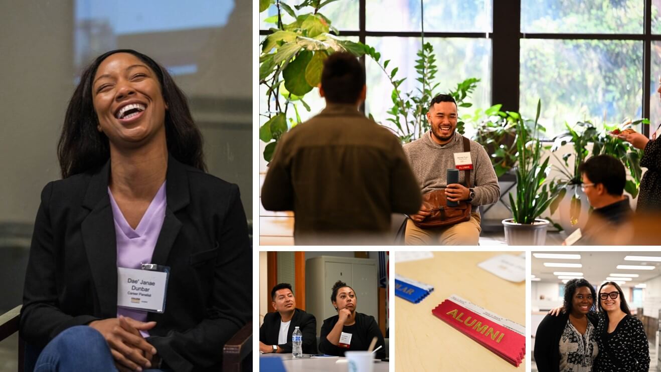 Conference attendees smiling 