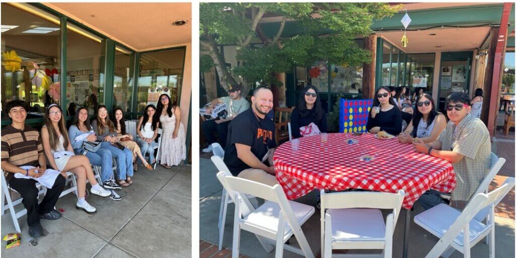 College Success Foundation students and staff sit outside