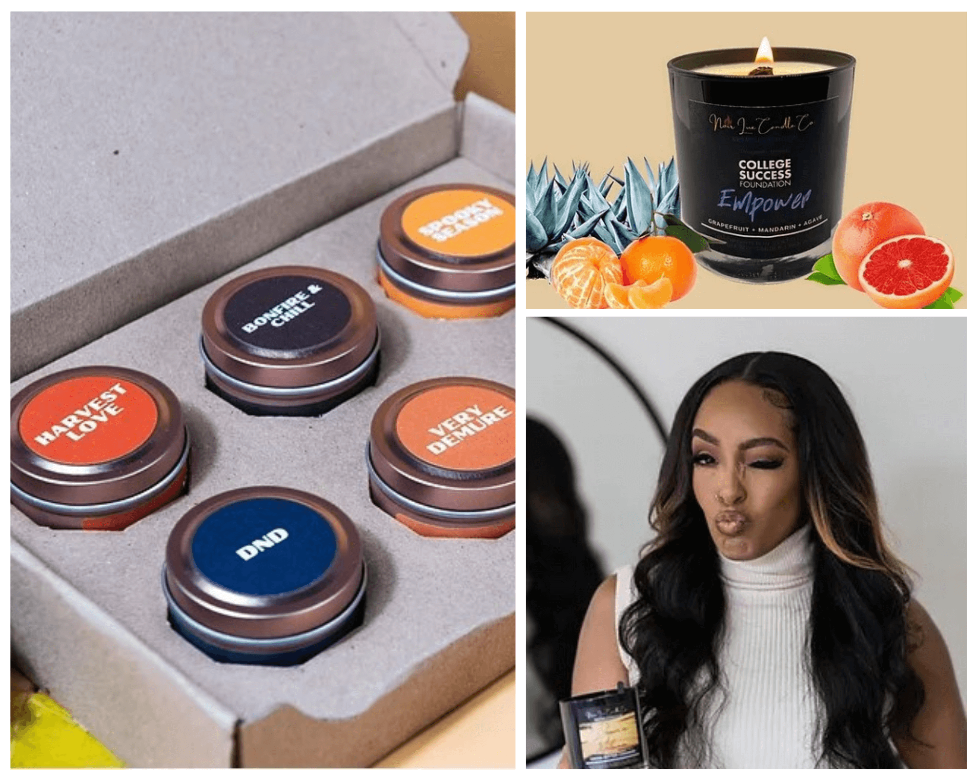 Noir Lux candles photo collage